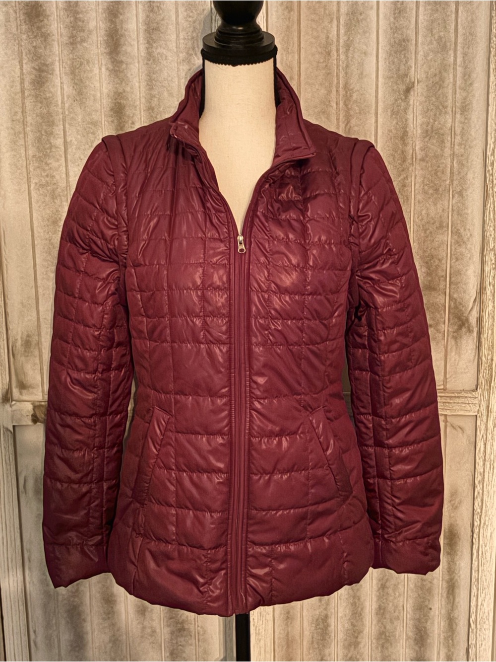 Tribal Quilted Burgundy Puffer Jacket